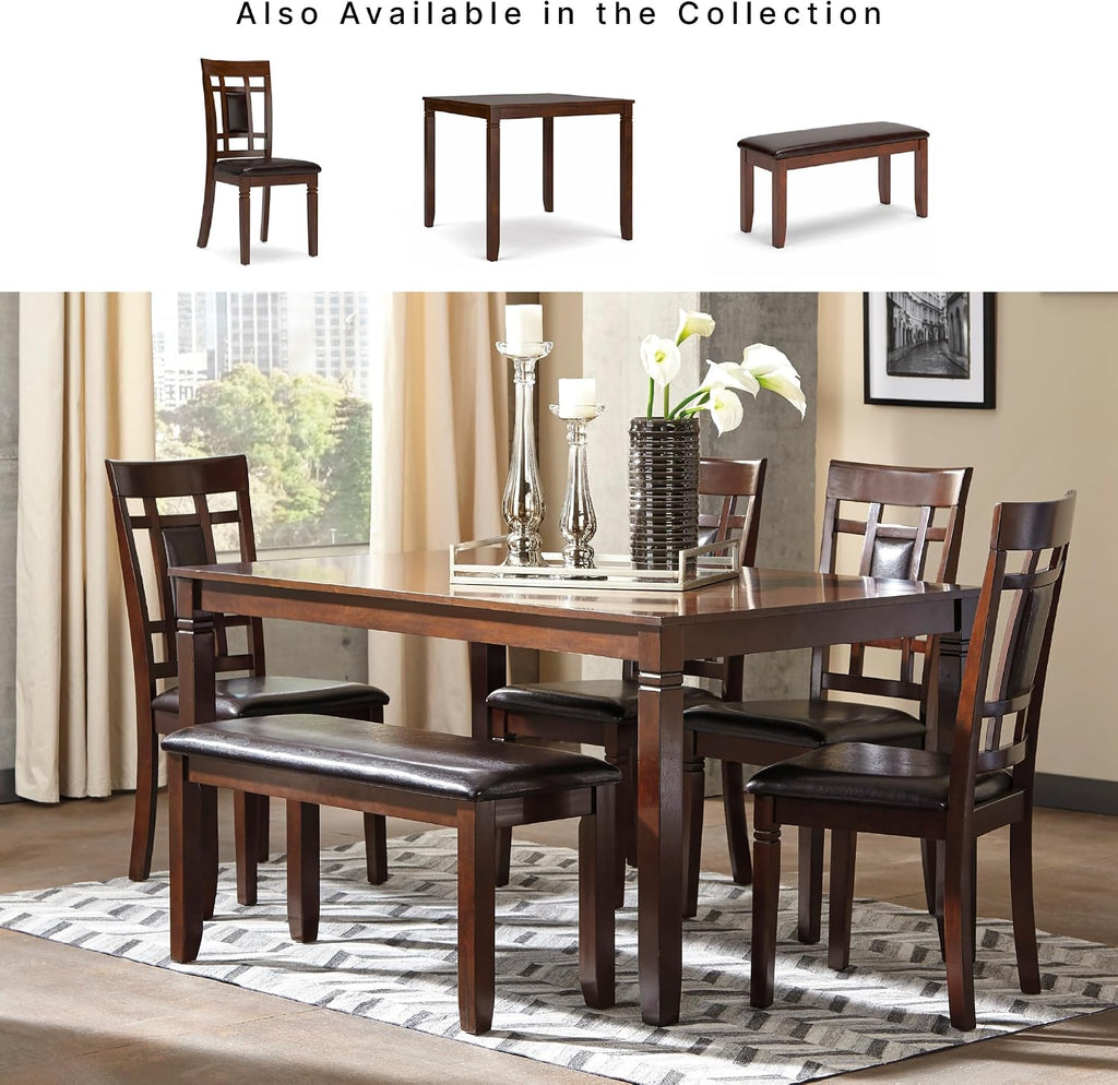 Signature Design by Ashley Bennox 6 Piece Dining Set with Upholstered Bench, Table & 4 Upholstered Chairs, Seats 6, Wood, Brown