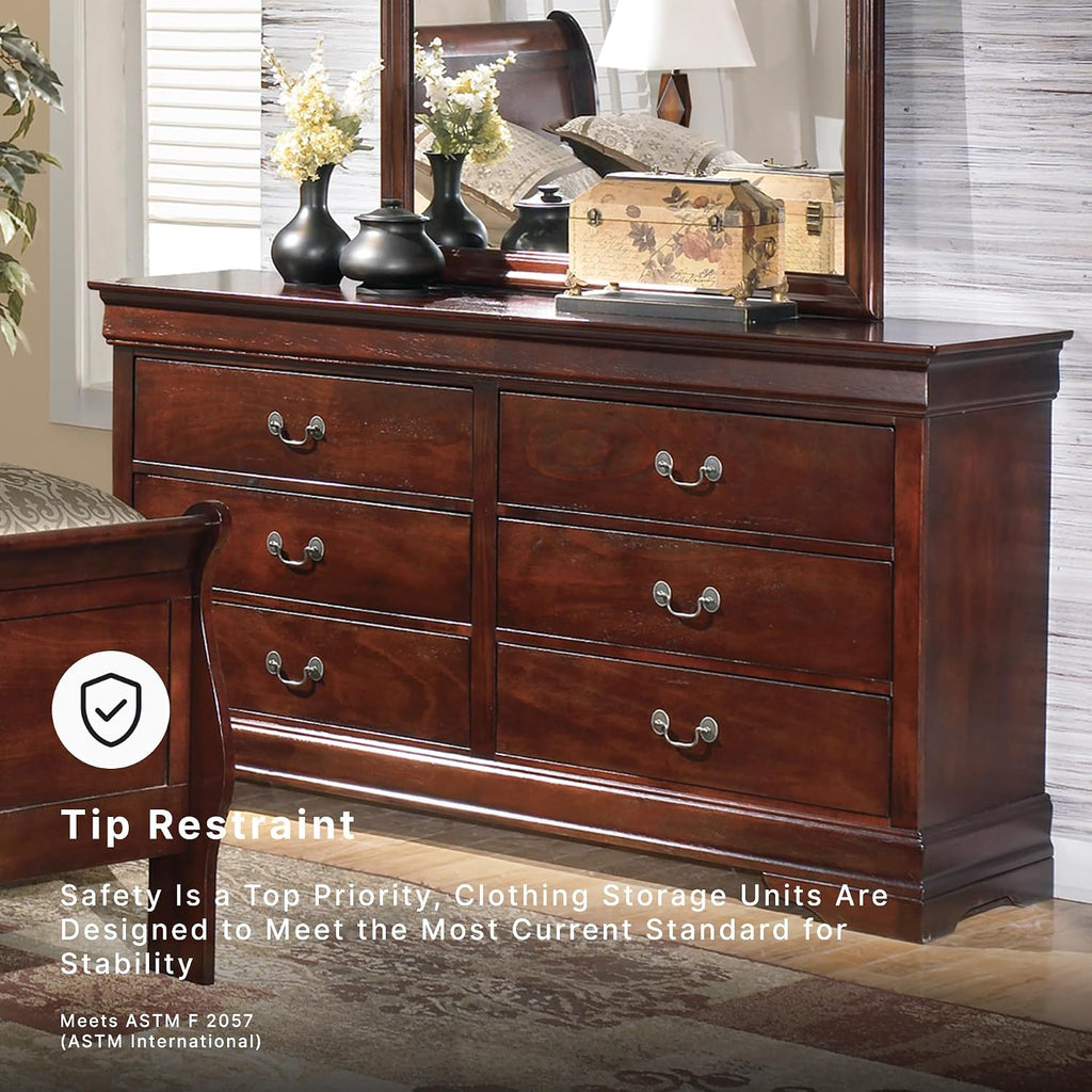 Signature Design by Ashley Alisdair Traditional 6 Drawer Dresser, Dark Brown