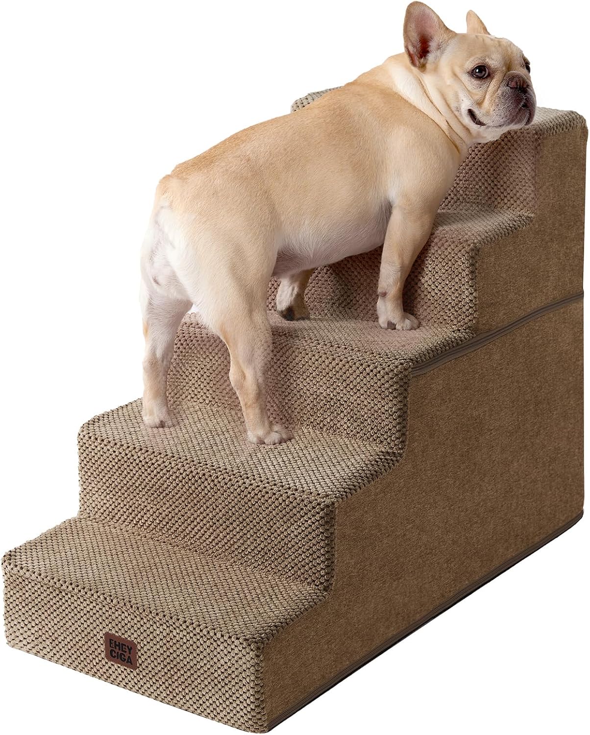 EHEYCIGA Dog Stairs for Bed 18" H, 4-Step Dog Steps for High Bed, Pet Steps for Small Dogs and Cats, Non-Slip Balanced Pet Ramp Indoor, Grey