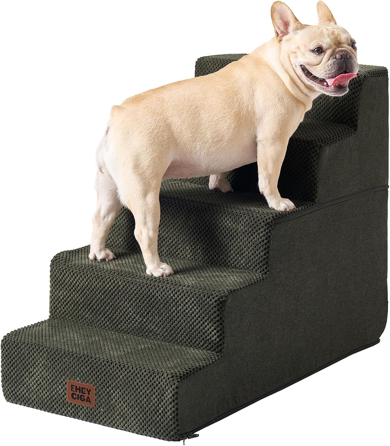 EHEYCIGA Dog Stairs for Bed 18" H, 4-Step Dog Steps for High Bed, Pet Steps for Small Dogs and Cats, Non-Slip Balanced Pet Ramp Indoor, Grey