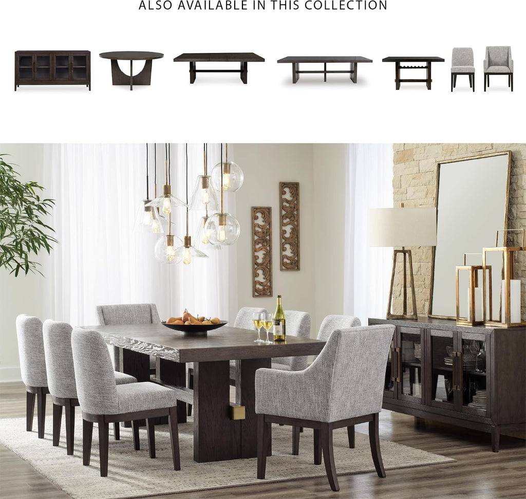 Signature Design by Ashley Burkhaus Traditional Dining Room Server with 2 Cabinets, Dark Brown