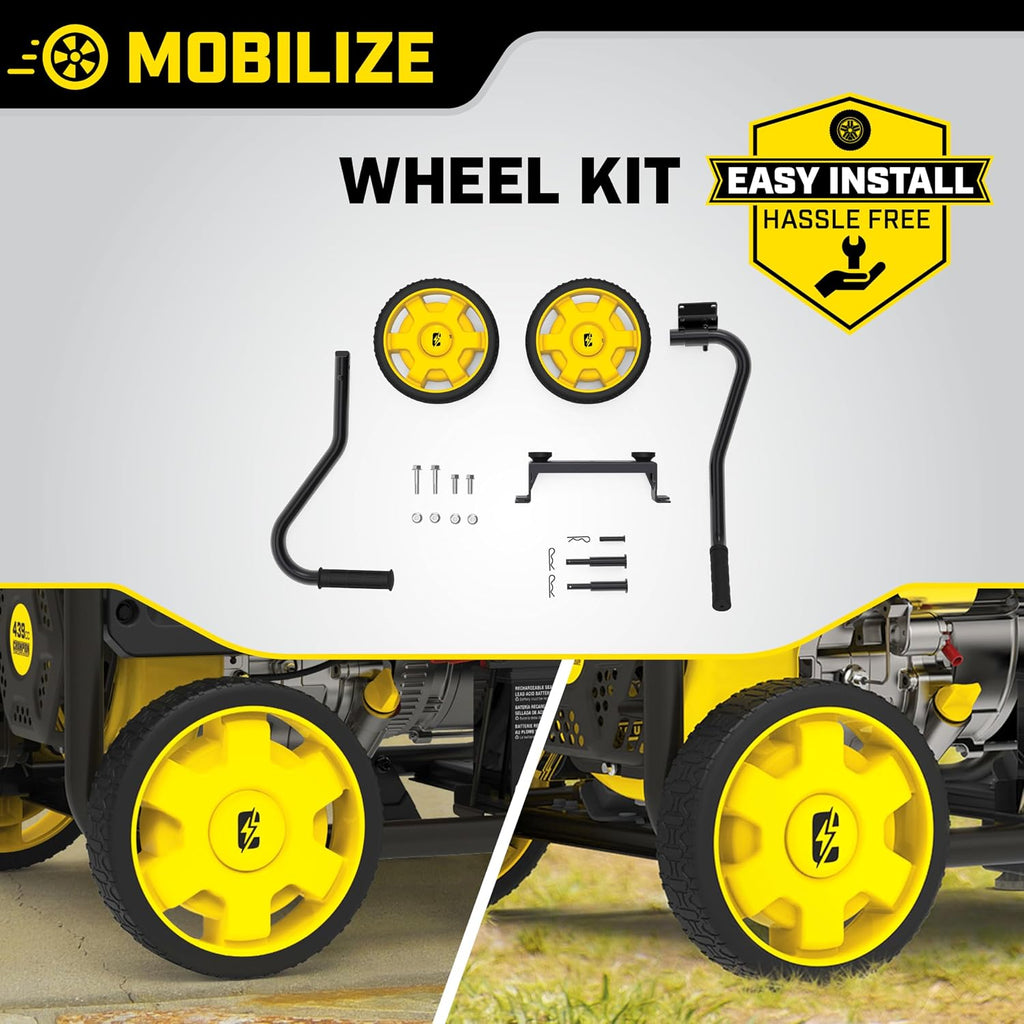 Champion Power Equipment 40065 Wheel Kit with Folding Handle and Never Flat Tires, for 2800-4750-Watt Generators, Black
