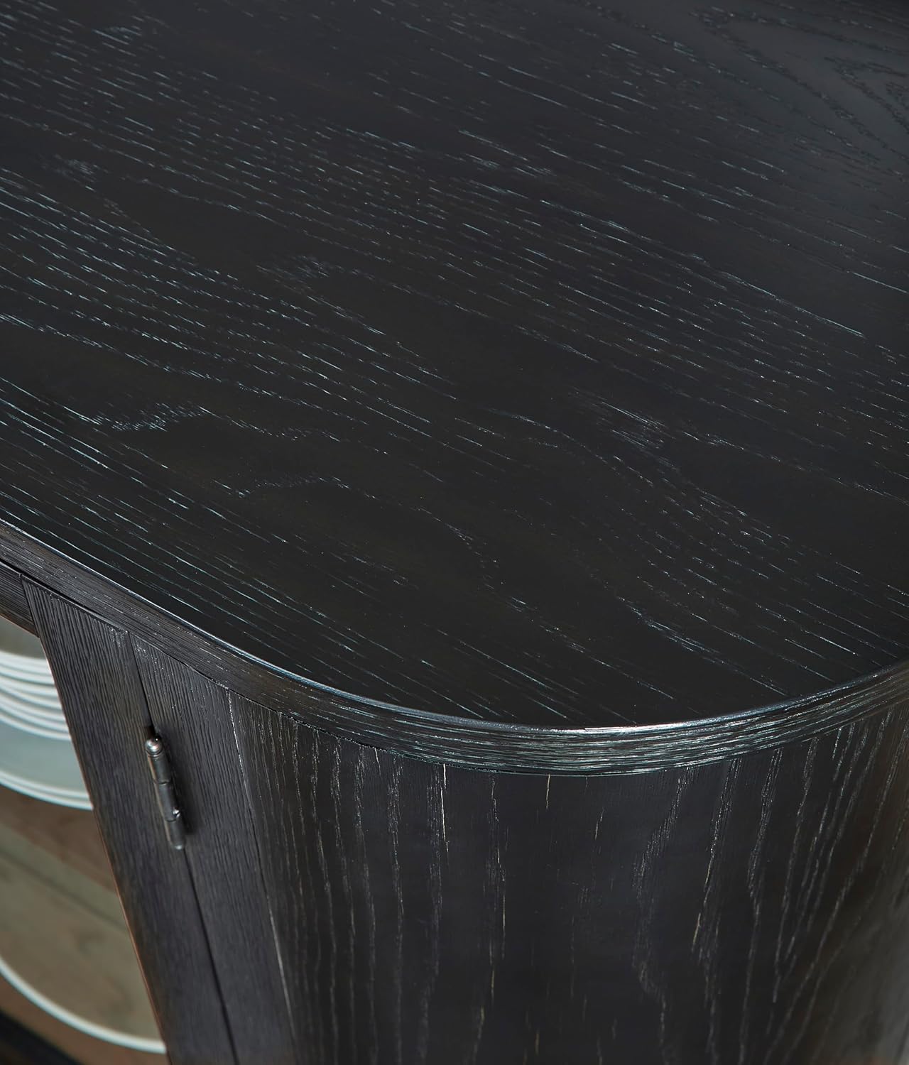 Signature Design by Ashley Rowanbeck Modern Glass Dining Server with 2 Adjustable Shelves and Tapered Legs, Black & Gray