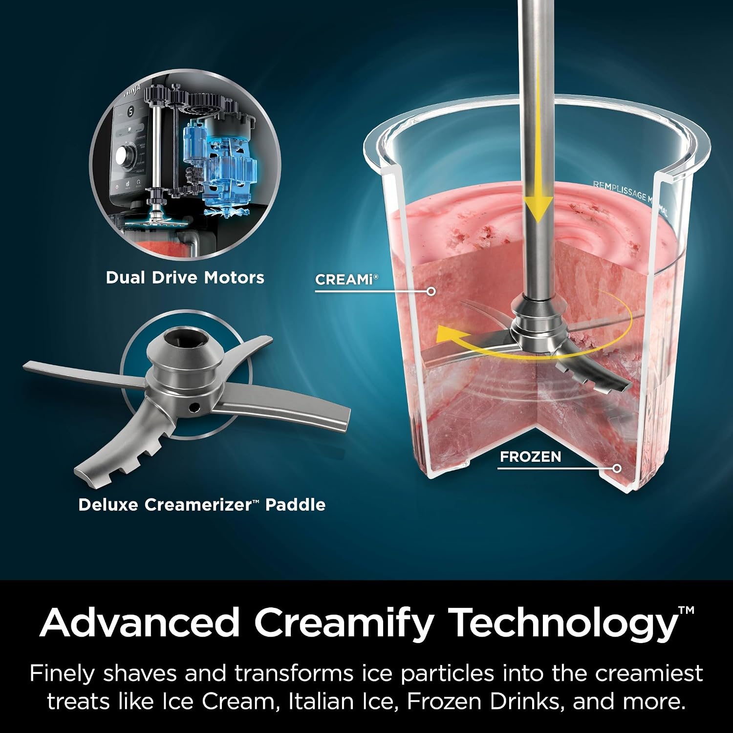 Ninja (Refurbished) NC501 CREAMi Deluxe 11-in-1 Ice Cream & Frozen Treat Maker with 2 XL Family Size Pint Containers, Black (Renewed)