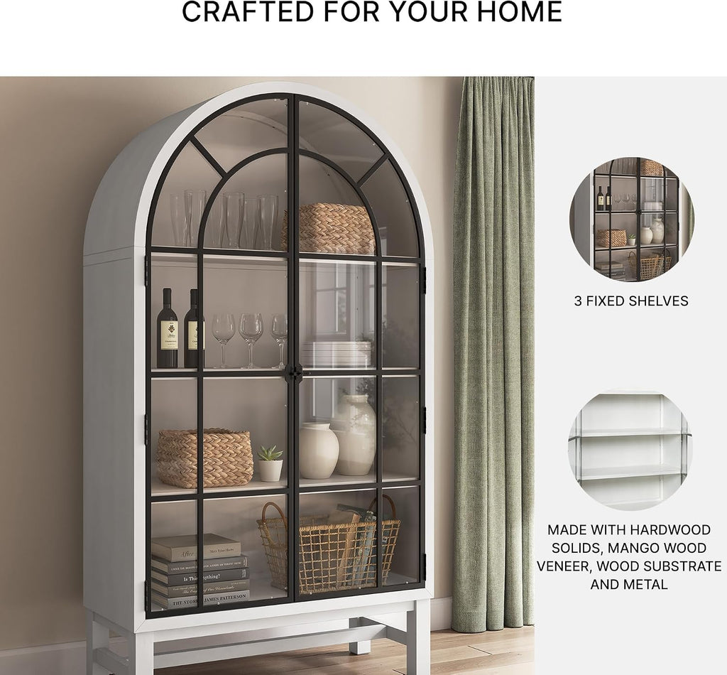 Signature Design by Ashley Chadworth Classic Display Cabinet with Anti-Tipping, White & Black