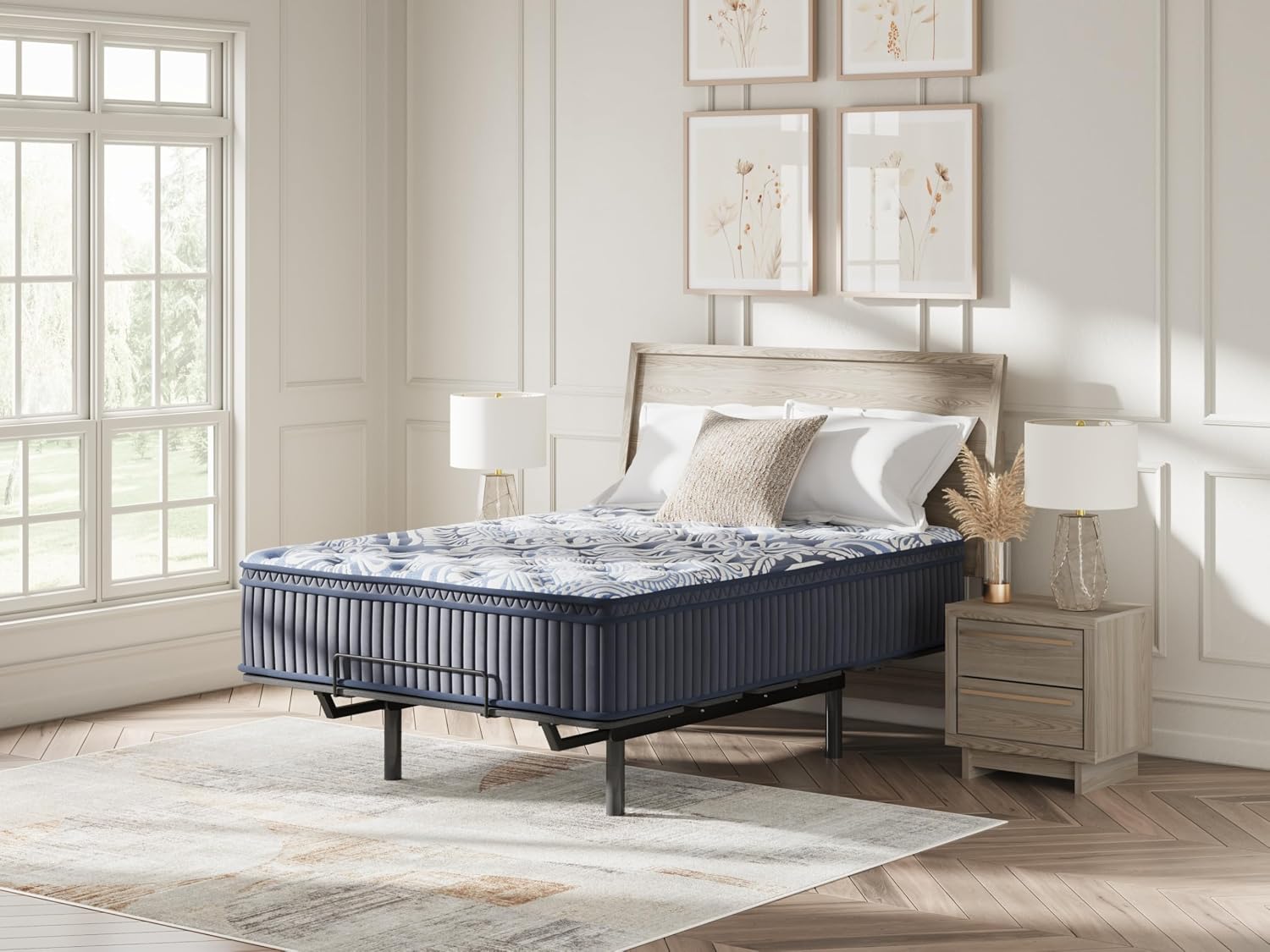 Signature Design by Ashley Plush Luxe 2.0 15 Inch Breathable Gel Latex Memory Foam Hybrid Mattress with Edge Support for Cool Sleep and Pressure Relief, Queen, Fiberglass-Free, Mattress in A Box