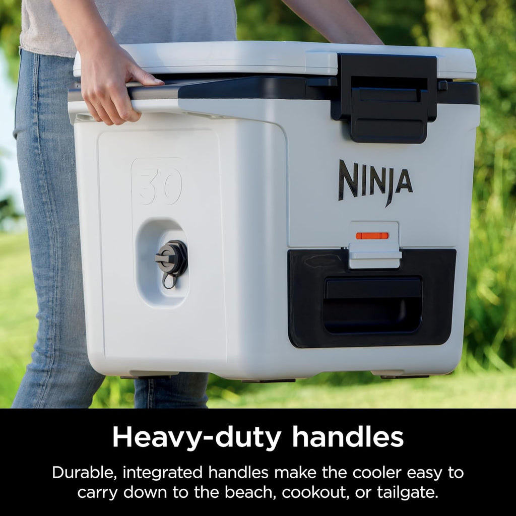 Ninja FrostVault 30qt Hard Cooler with Dry Zone | Integrated Fridge-Temp Dry Storage Drawer | Premium Heavy-Duty Insulated Cooler | Keeps Ice Cold for Days | Halocline Green | FB131TL