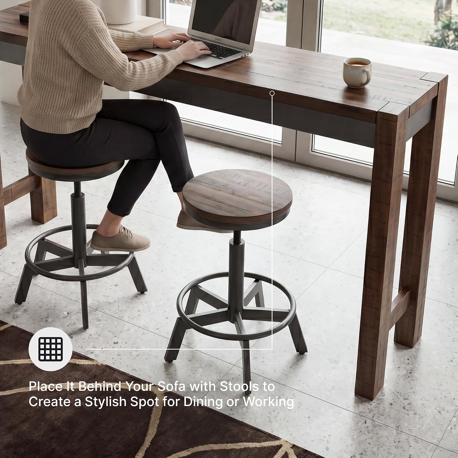 Signature Design by Ashley Furniture Torjin Long Counter Height Table, Seats up to 3, Wood, 72.13" W x 16" D x 36" H, 2-tone Brown