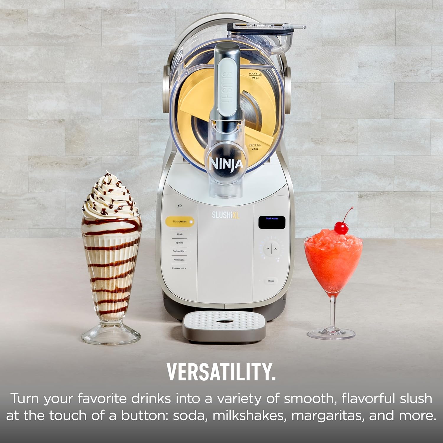 Ninja SLUSHi XL Smart Frozen Drink Maker & Slushi Machine | With SlushAssist Technology |128 oz. Capacity | Sodas, Margaritas, Frappes, Milkshakes & More | Crema | FS601BR