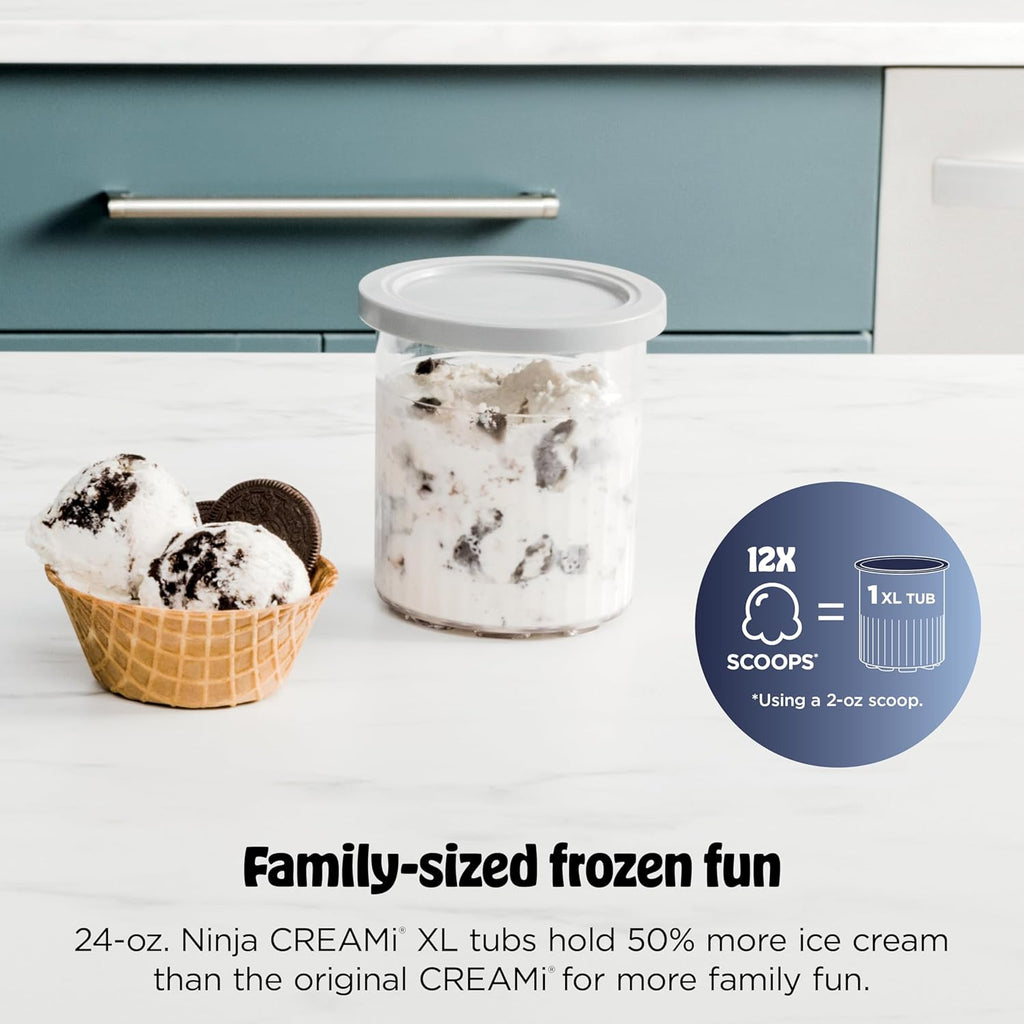Ninja CREAMi Deluxe Ice Cream Maker | 11-in-1 Create Frozen Desserts, Sorbet, Milkshakes, Yogurt & More | Includes 2 Dishwasher Safe XL 24 Oz. Tubs with storage lids | Blue | NC501ND
