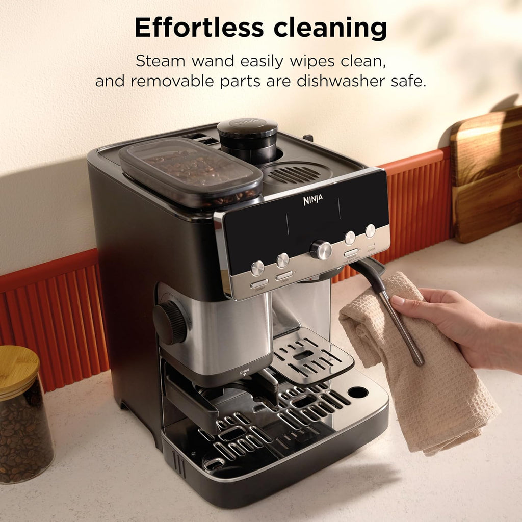 Ninja Luxe™ Café Mini | Espresso Machine & Drip Coffee | Built-in Burr Grinder, Precision Scale & Manual Steam Wand | Lattes, Cappuccinos & More | Stainless Steel | ES301