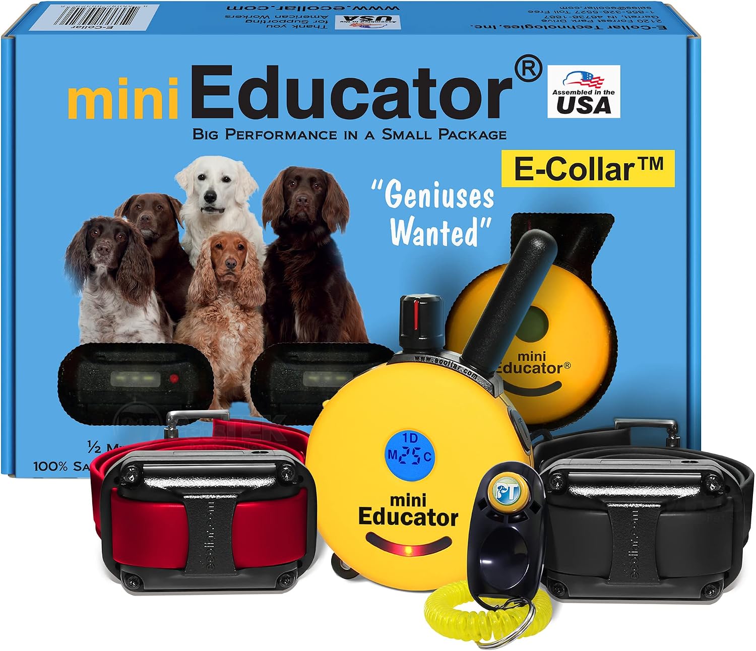 Educator ET-300 Black Mini E Collar for Dog Training with Remote - 1/2 Mile Range, Waterproof, 100 Blunt Stimulation Levels, Tone or Vibration Mode, Night Light Tracking for Small, Medium & Large Dogs
