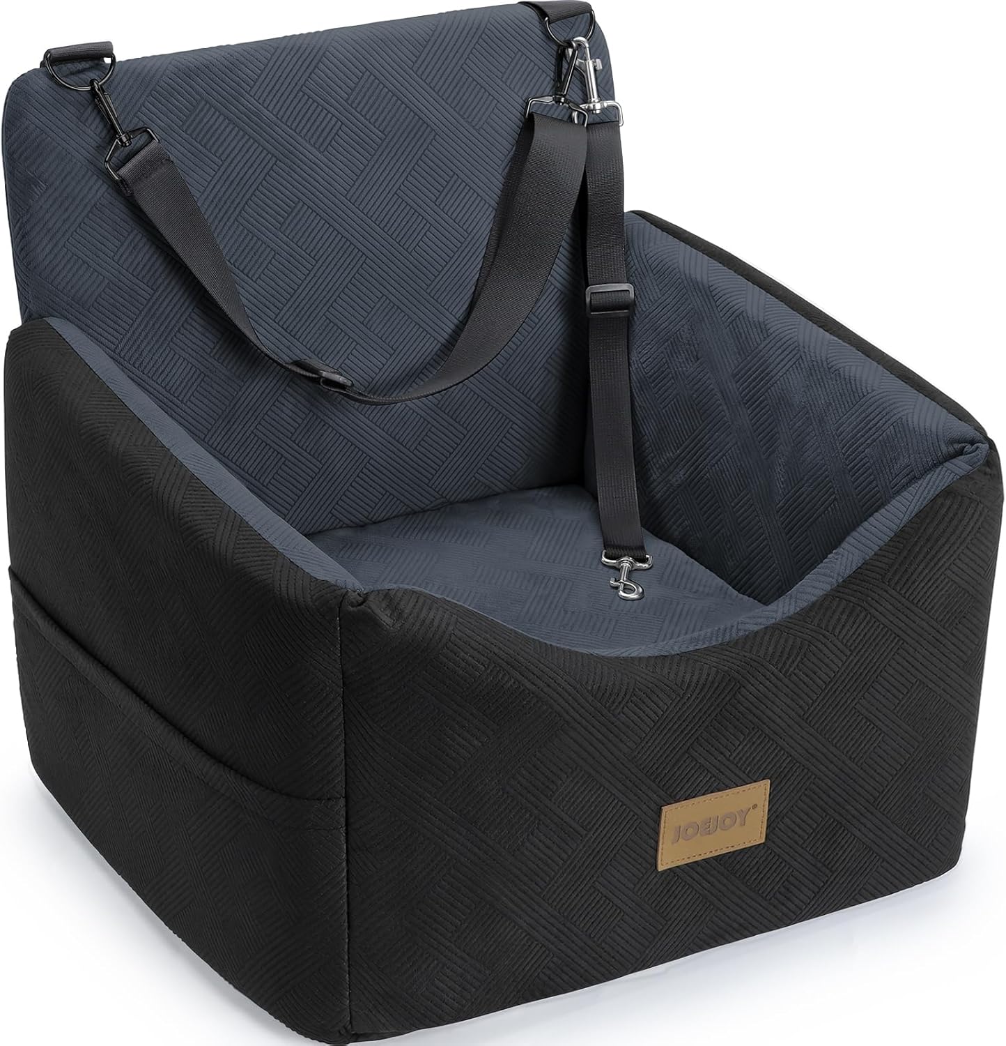 JOEJOY Dog Car Seats for Small Medium Dogs Under 35lbs, Dog Booster Seat with Detachable Washable Cover and Cushion, Memory Foam Pet Car Seat with Safety Belt and Storage Pockets (Black)