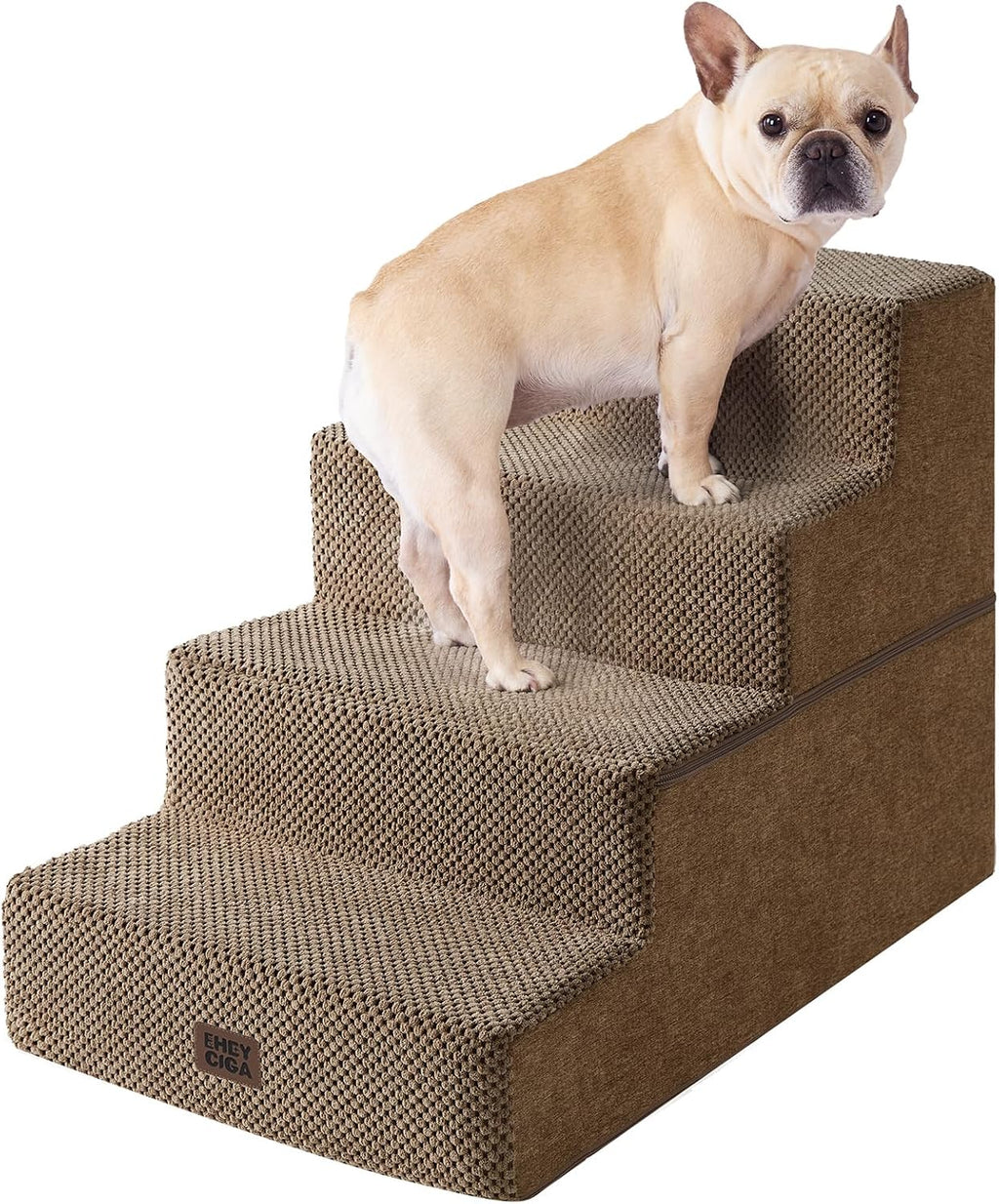 EHEYCIGA Dog Stairs for Bed 18" H, 4-Step Dog Steps for High Bed, Pet Steps for Small Dogs and Cats, Non-Slip Balanced Pet Ramp Indoor, Grey