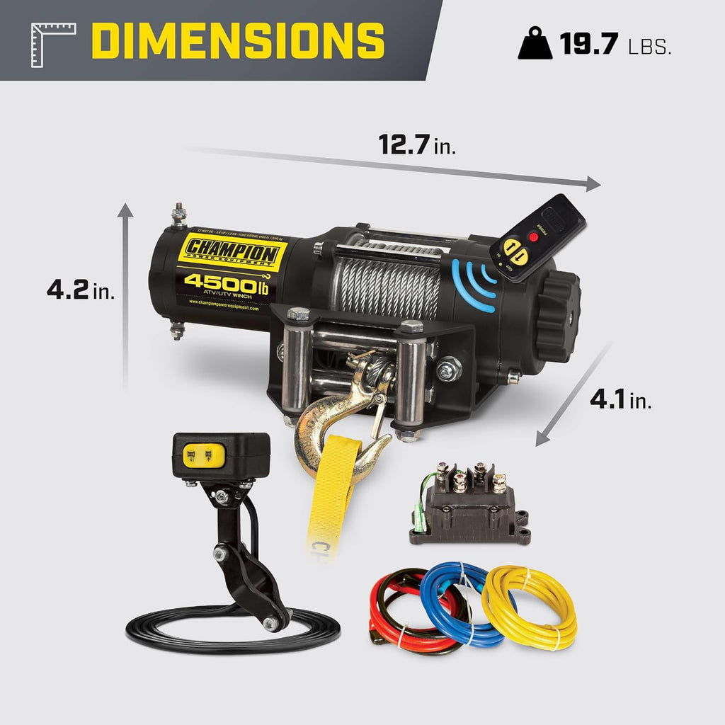 Champion Power Equipment 4500-lb. ATV/UTV Wireless Winch Kit