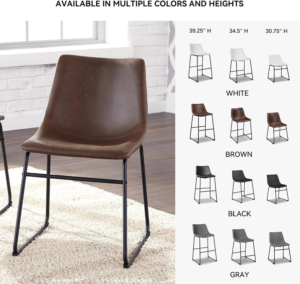 Signature Design by Ashley Mid Century Centiar 18.75" Dining Bucket Chair, 2 Count, Black and Brown