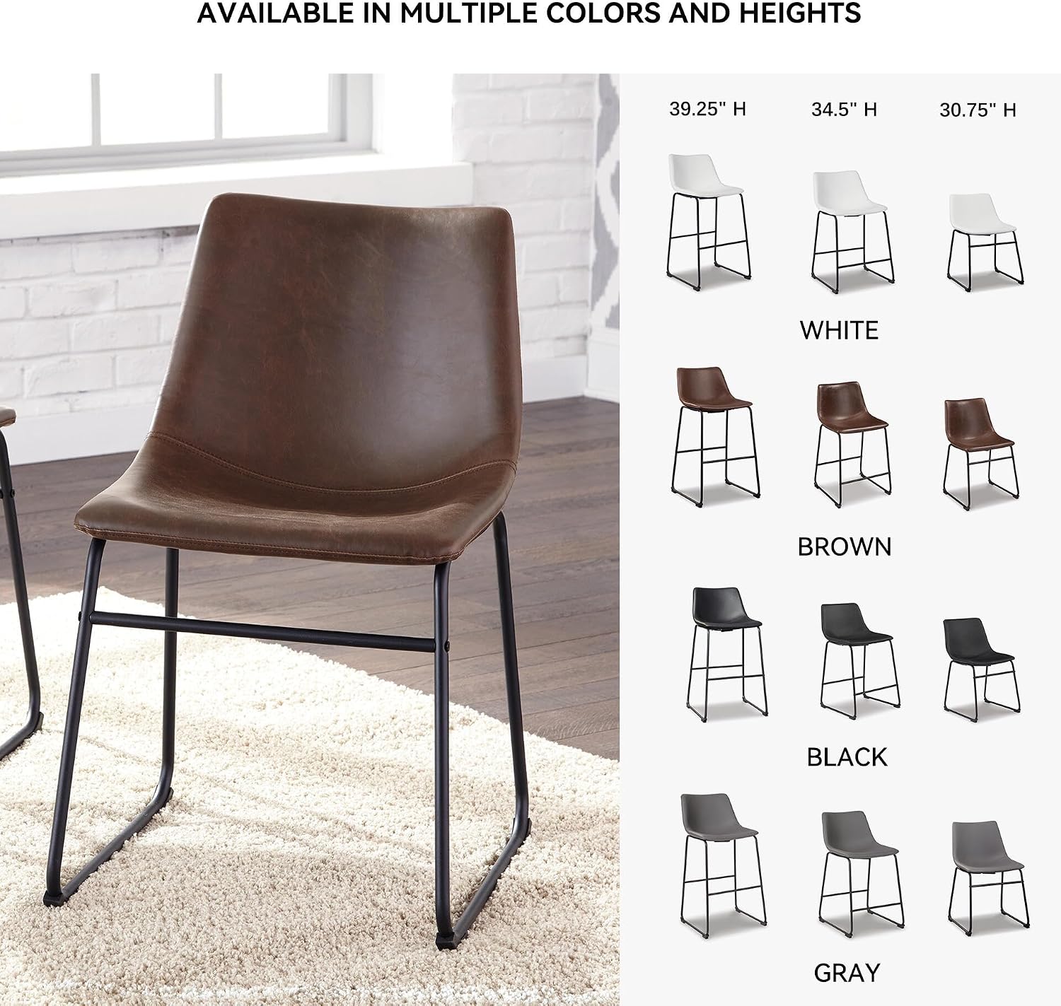 Signature Design by Ashley Mid Century Centiar 18.75" Dining Bucket Chair, 2 Count, Black and Brown