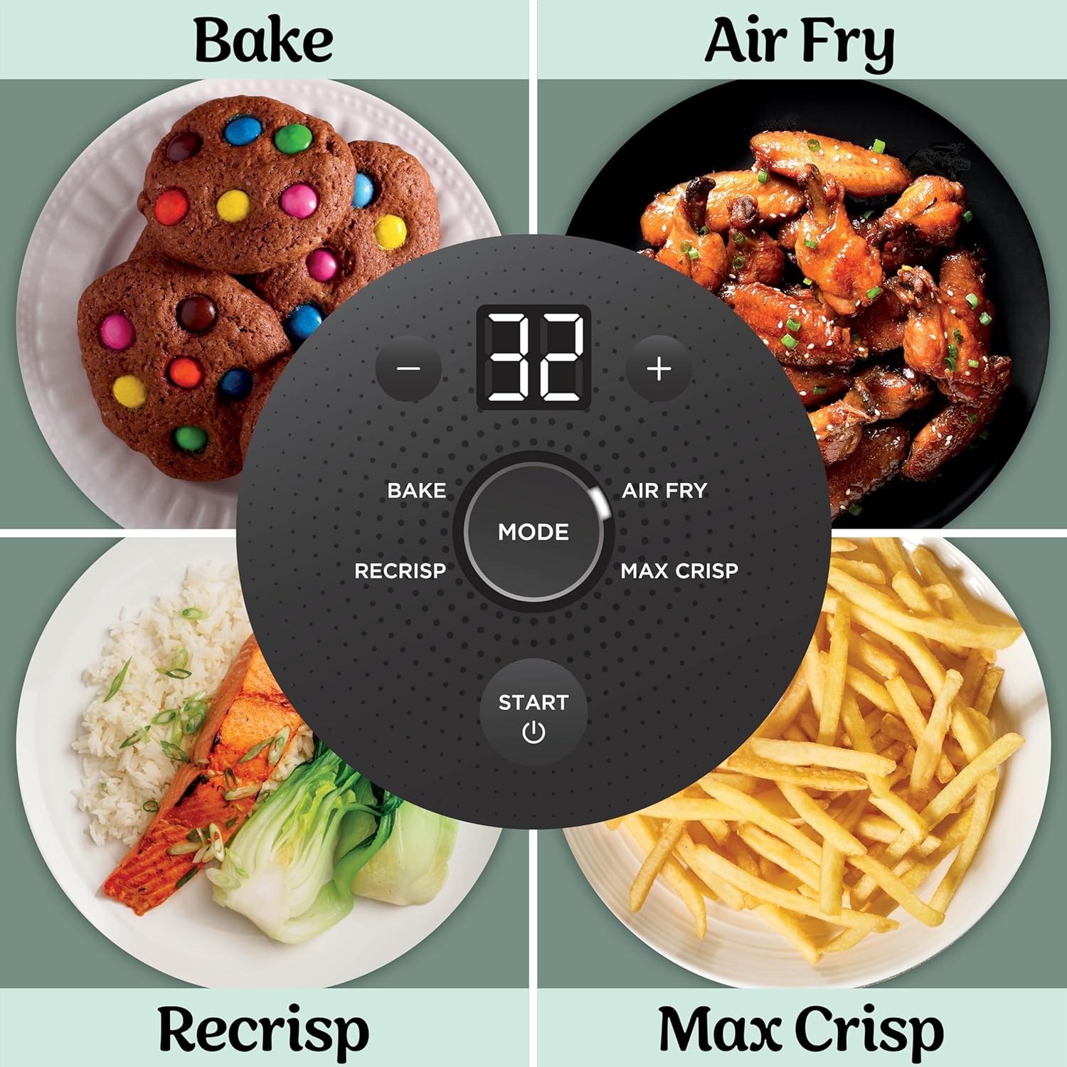 Ninja Crispi 4-in-1 Glass Air Fryer | With Non-Toxic 4QT & 6-Cup Glass Containers & Lids | Microwave, Freezer, Dishwasher Safe | 450°F Max Temp |1500 Watt | Green | FN101SG