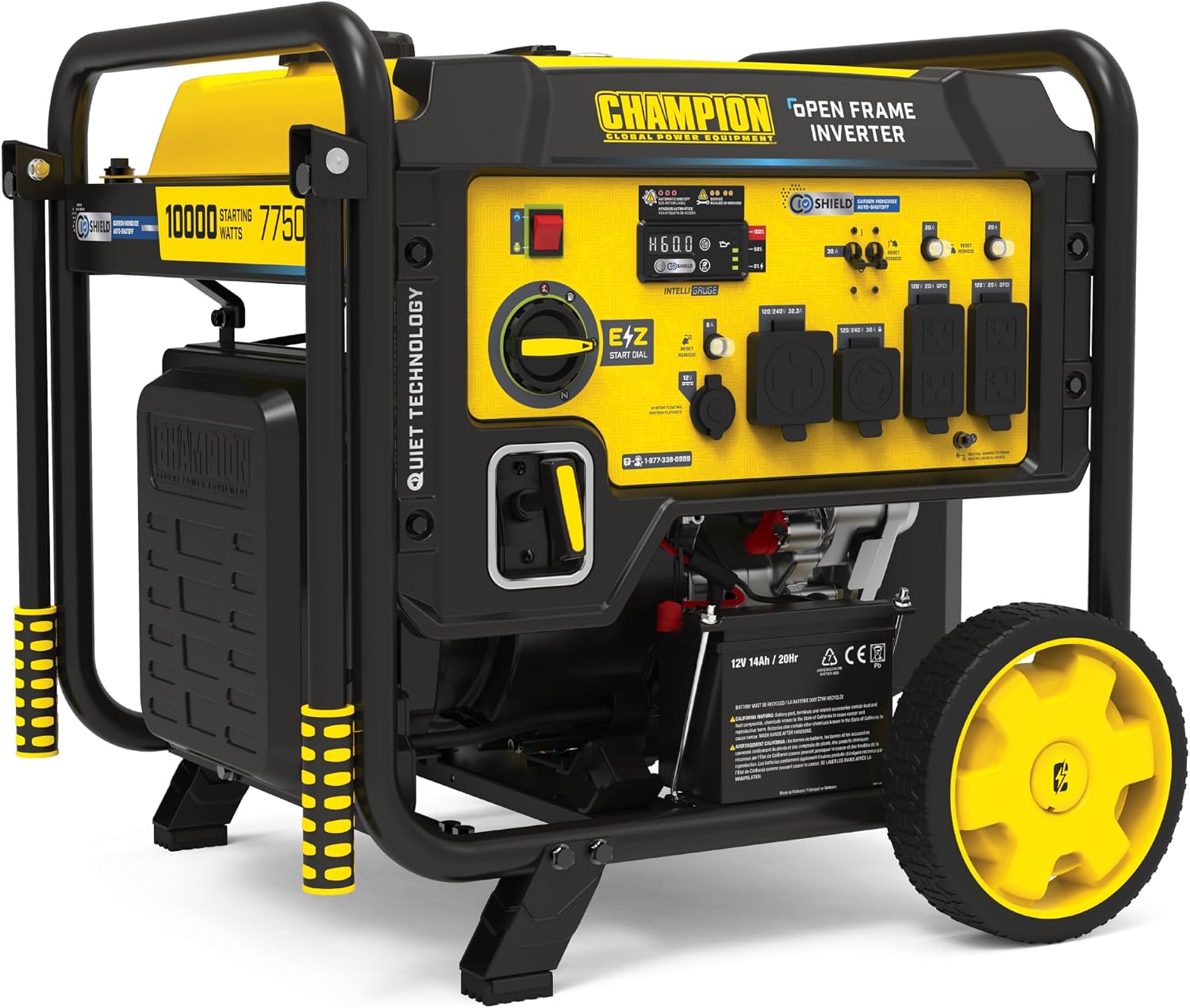 Champion Power Equipment 10,000-Watt Electric Start Home Backup Portable Open Frame Inverter Generator with Quiet Technology and Free 3-Year Warranty