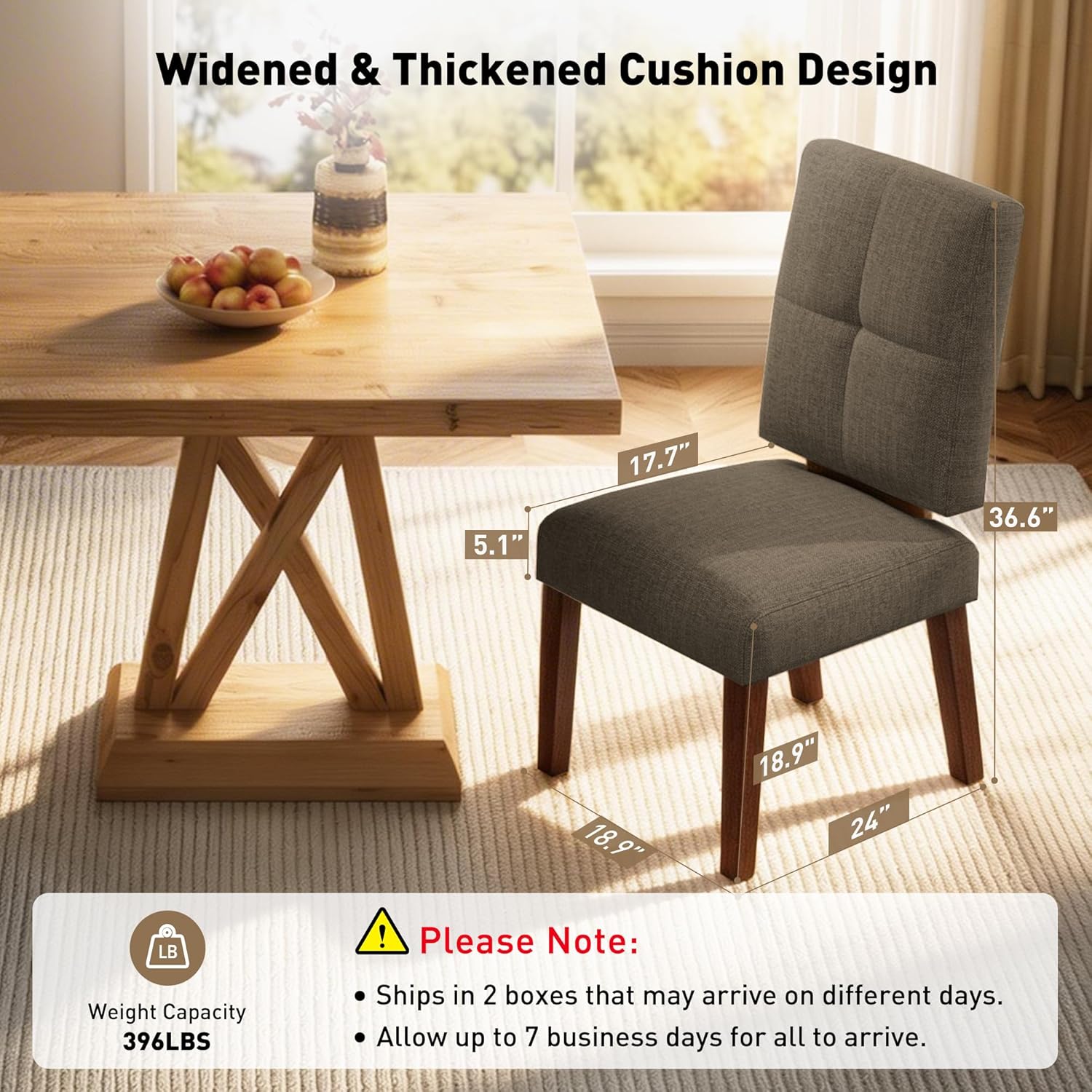 HOMRELEXA Wooden Dining Chairs Set of 6, Dining Room Chairs with Wood Legs, Cloud-Like Cushion & Reinforcement Structure Design for Kitchen/Living Room/Restaurant, Easy Assembly