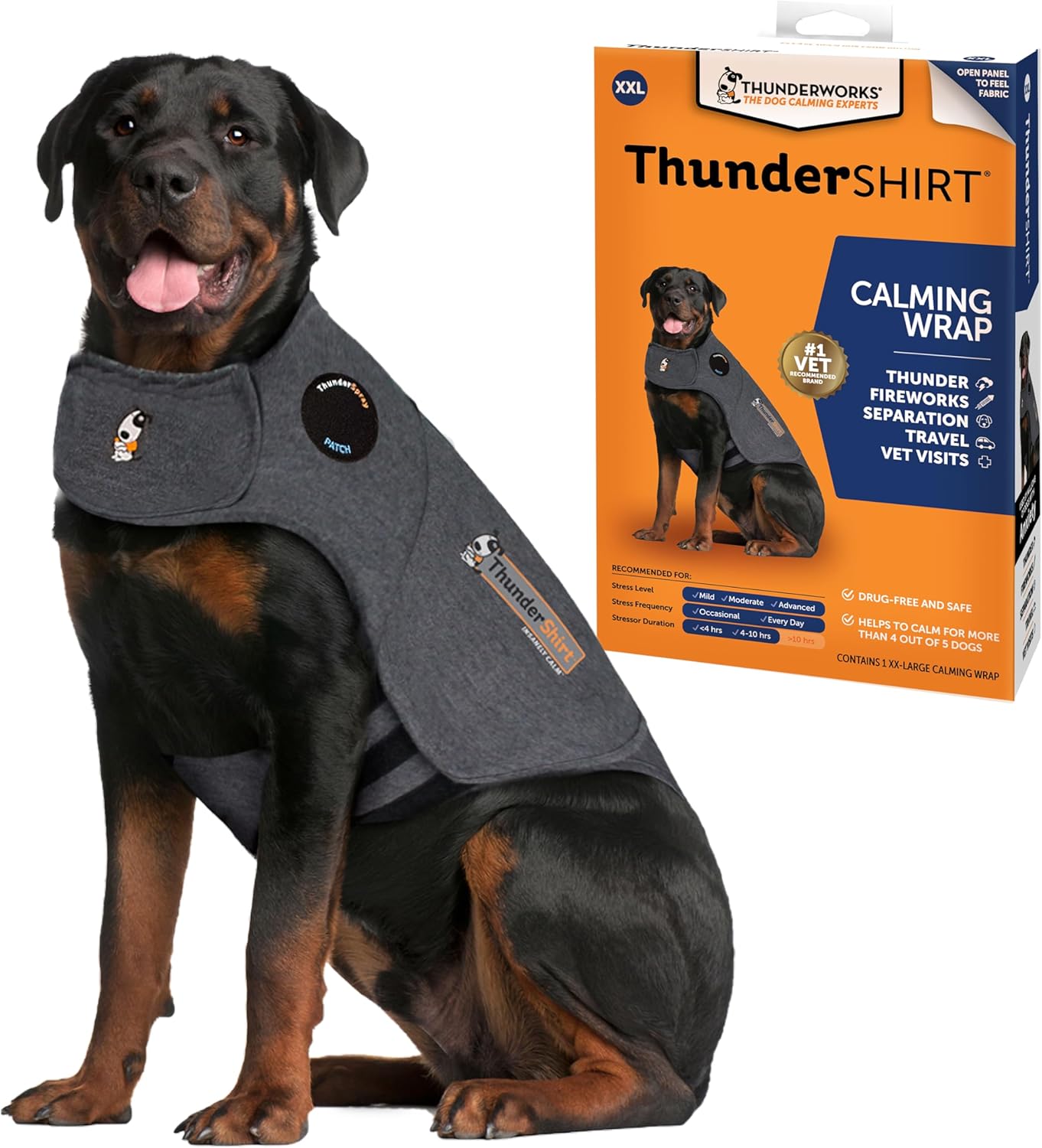 ThunderShirt for Dogs, Medium, Heather Gray Classic - Dog Anxiety Relief Calming Vest