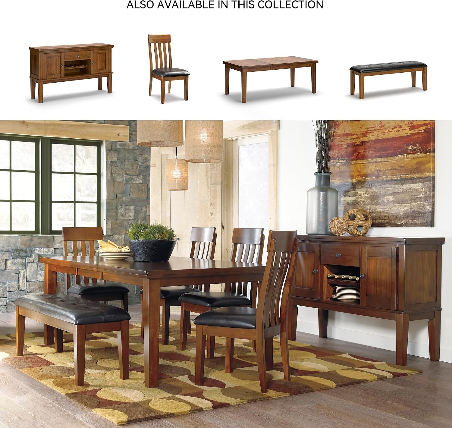 Signature Design by Ashley Ralene Extendable Dining Table, With Butterfly Leaf Seats 6-8, Wood Dining Room Table for Family Meals, Burnished Brown 42 x 60-78 Inch