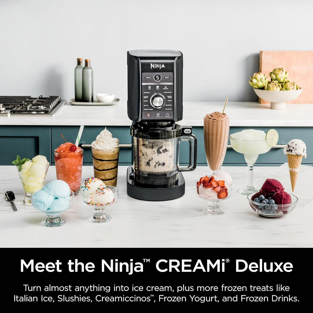 Ninja (Refurbished) NC501 CREAMi Deluxe 11-in-1 Ice Cream & Frozen Treat Maker with 2 XL Family Size Pint Containers, Black (Renewed)