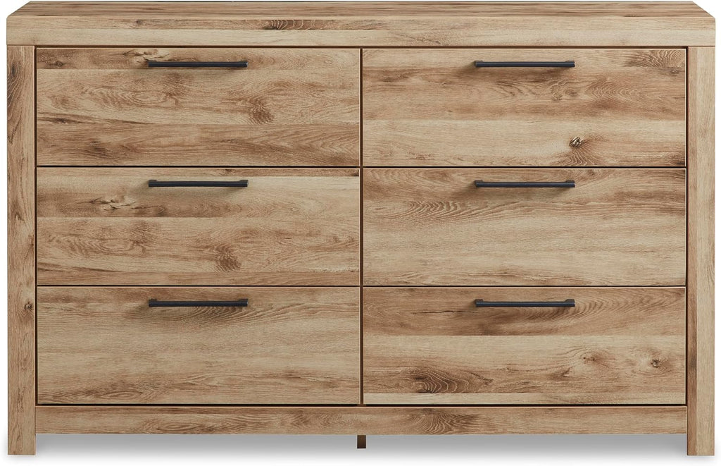 Signature Design by Ashley Hyanna Mid-Century Modern 6 Drawer Dresser, Light Brown & Beige