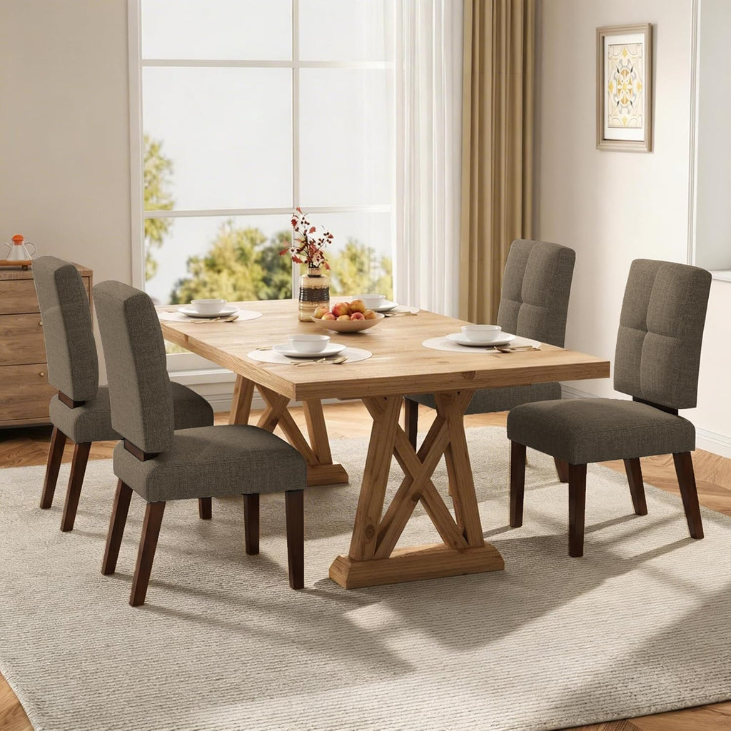 HOMRELEXA Wooden Dining Chairs Set of 4, Dining Room Chairs with Wood Legs, Cloud-Like Cushion & Reinforcement Structure Design for Kitchen/Living Room/Restaurant, Easy Assembly