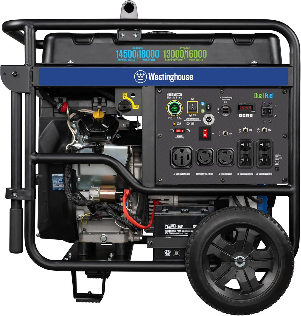 Westinghouse 18000 Peak Watt Dual Fuel Home Backup Portable Generator, Remote Electric Start, Transfer Switch Ready, Gas and Propane Powered