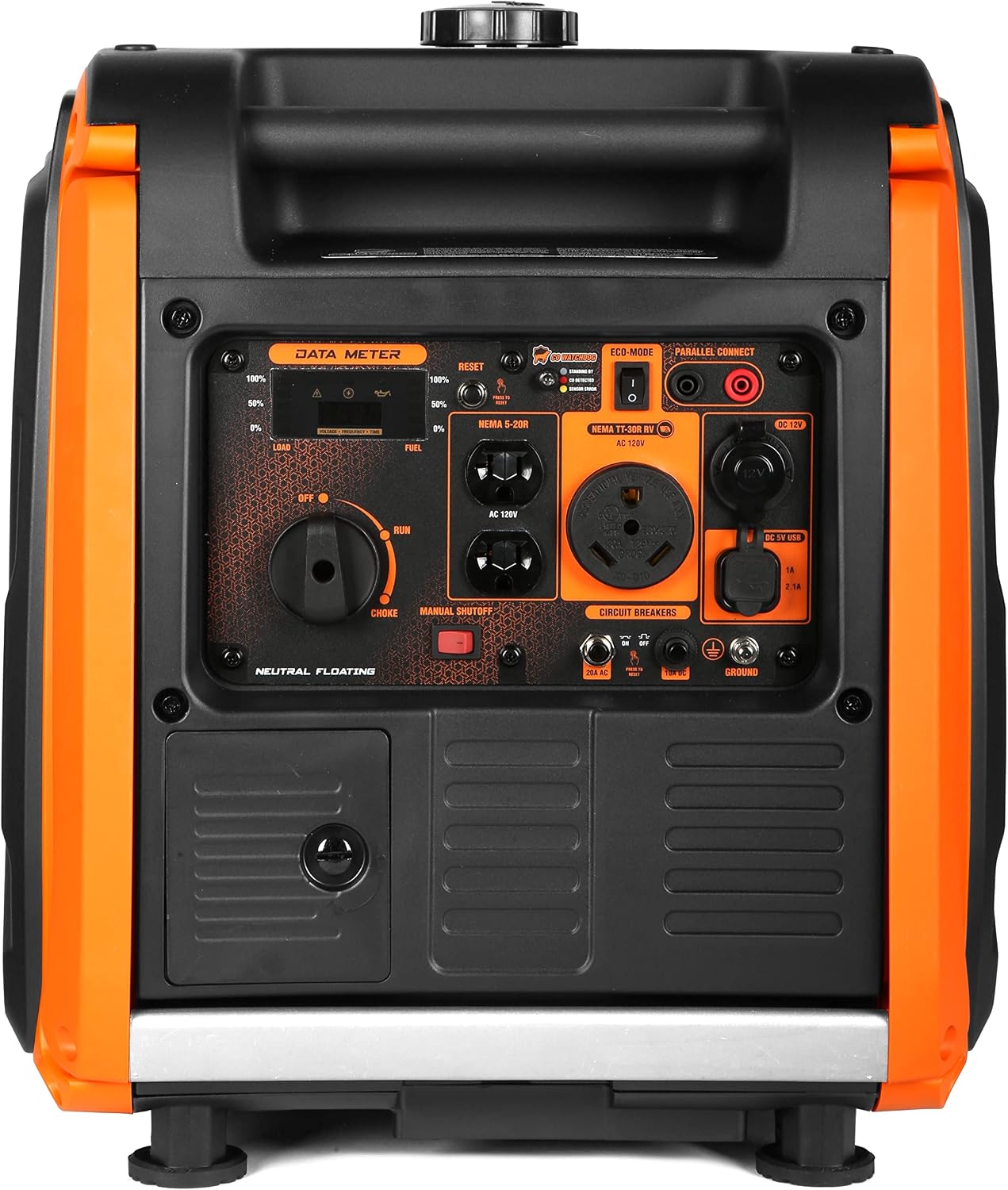 WEN 56450iX Dual Super Quiet 4500-Watt RV-Ready Portable Inverter Generator with Fuel Shut-Off and CO Watchdog Black