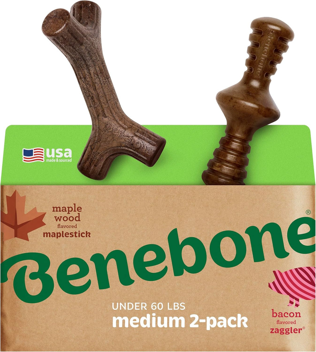 Benebone Medium 4-Pack Dog Toys for Aggressive Chewers – Durable Dog Bones, Made in USA – Dog Toys for Medium Dogs Under 60 lbs