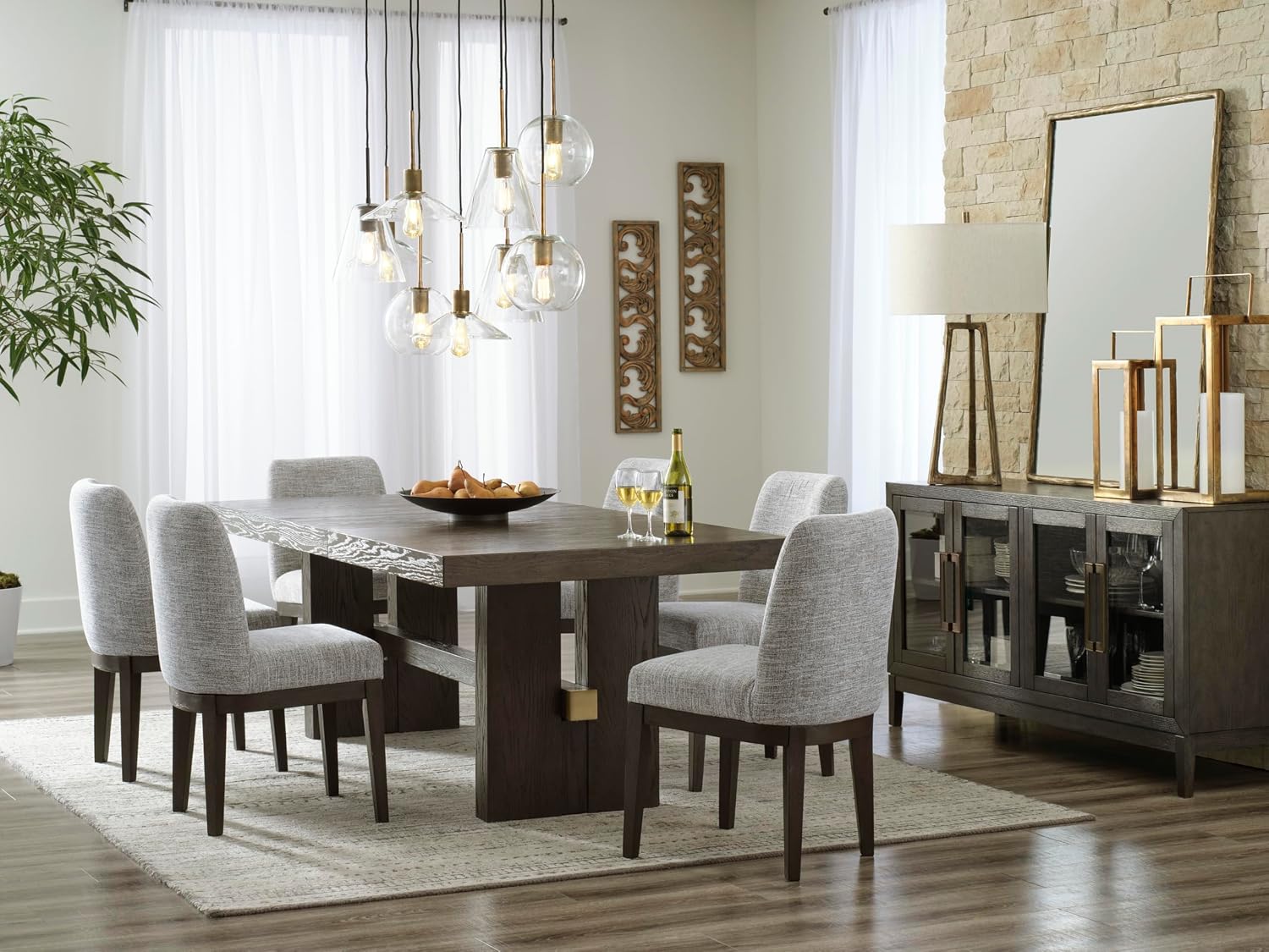 Signature Design by Ashley Burkhaus Traditional Upholstered Dining Chair, Set of 2, Dark Brown