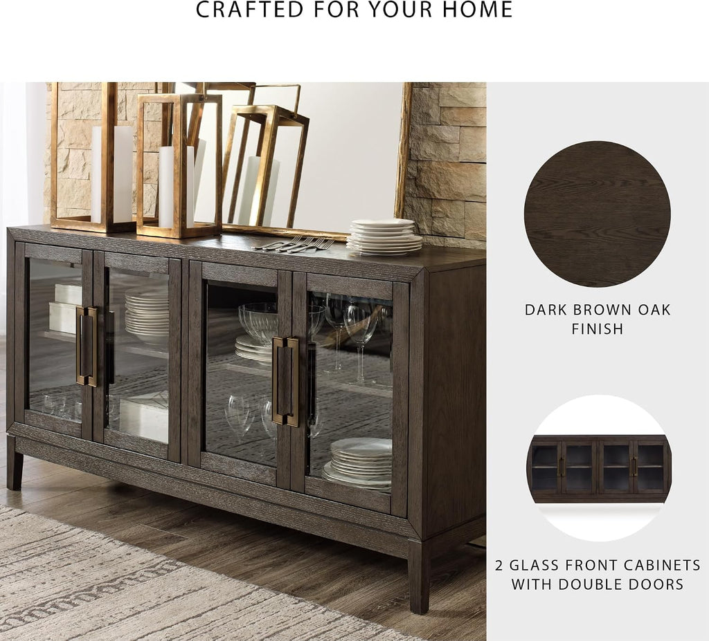 Signature Design by Ashley Burkhaus Traditional Dining Room Server with 2 Cabinets, Dark Brown