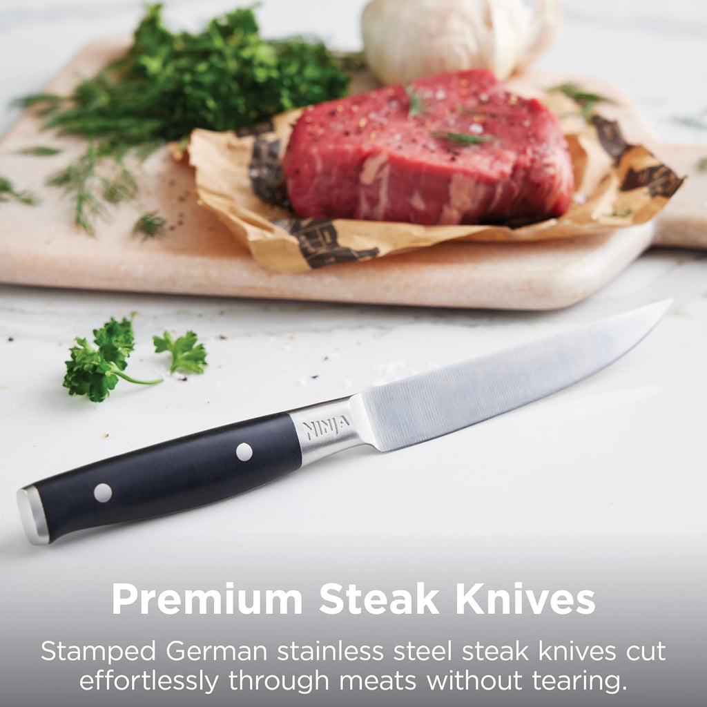 Ninja™ NeverDull® Knife Block Set | 17 Piece Kitchen Knife System with Built-in Sharpener | Rust Resistant, German Stainless-Steel Knives | Black | K32017
