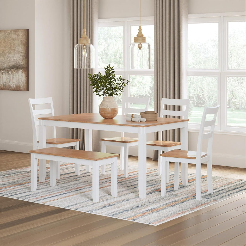 Signature Design by Ashley Gesthaven Solid Wood Frame Dining Chair, Set of 2, White/Natural