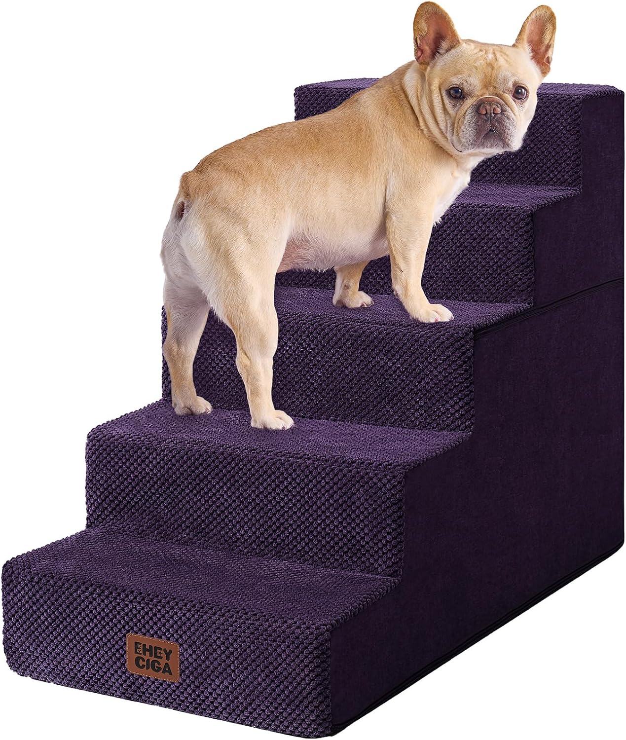 EHEYCIGA Dog Stairs for Bed 18" H, 4-Step Dog Steps for High Bed, Pet Steps for Small Dogs and Cats, Non-Slip Balanced Pet Ramp Indoor, Grey