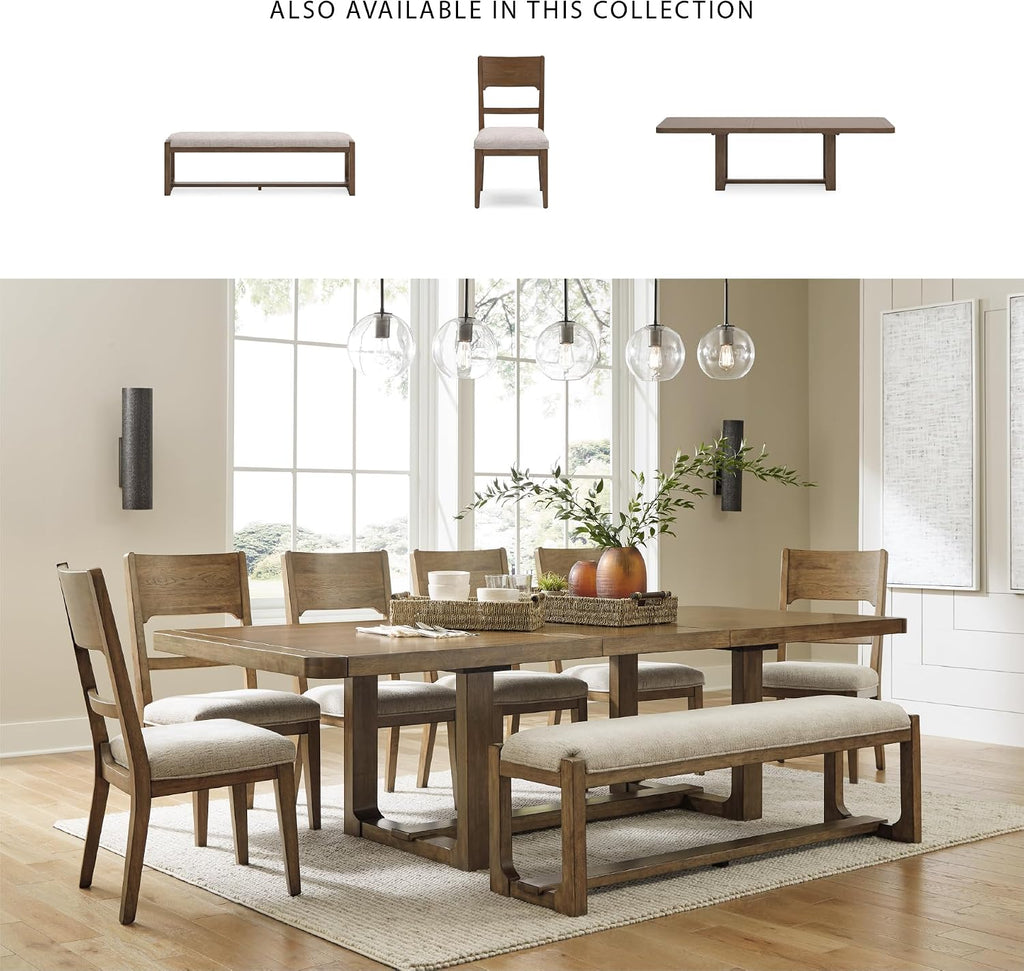 Signature Design by Ashley Cabalynn Upholstered Dining Chairs – Set of 2 Comfortable Side Chairs for Kitchen & Dining Room, Farmhouse Modern Style, Brown/Tan Fabric, Solid Hardwood Frame