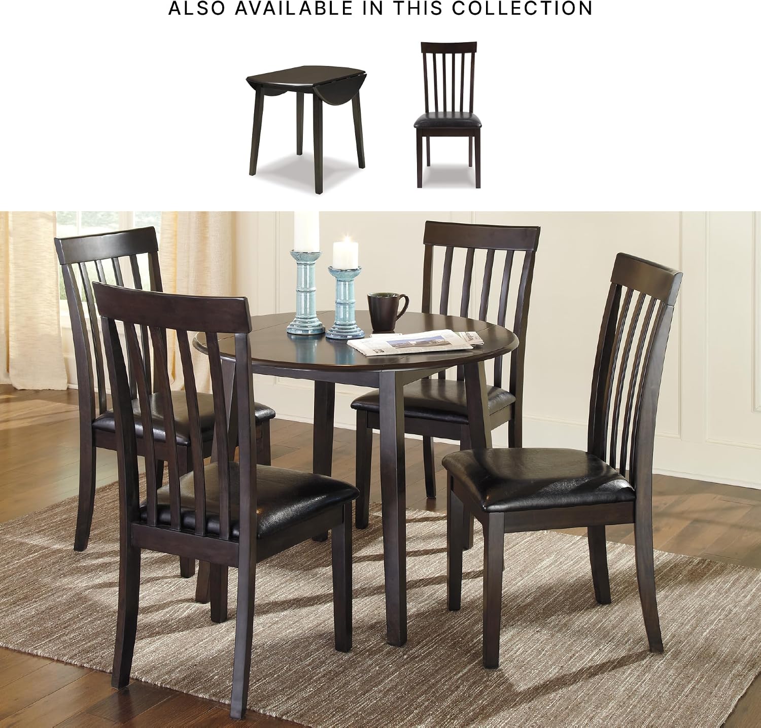 Signature Design by Ashley Hammis Rake Back Dining Room Chair, Set of 2, Dark Brown