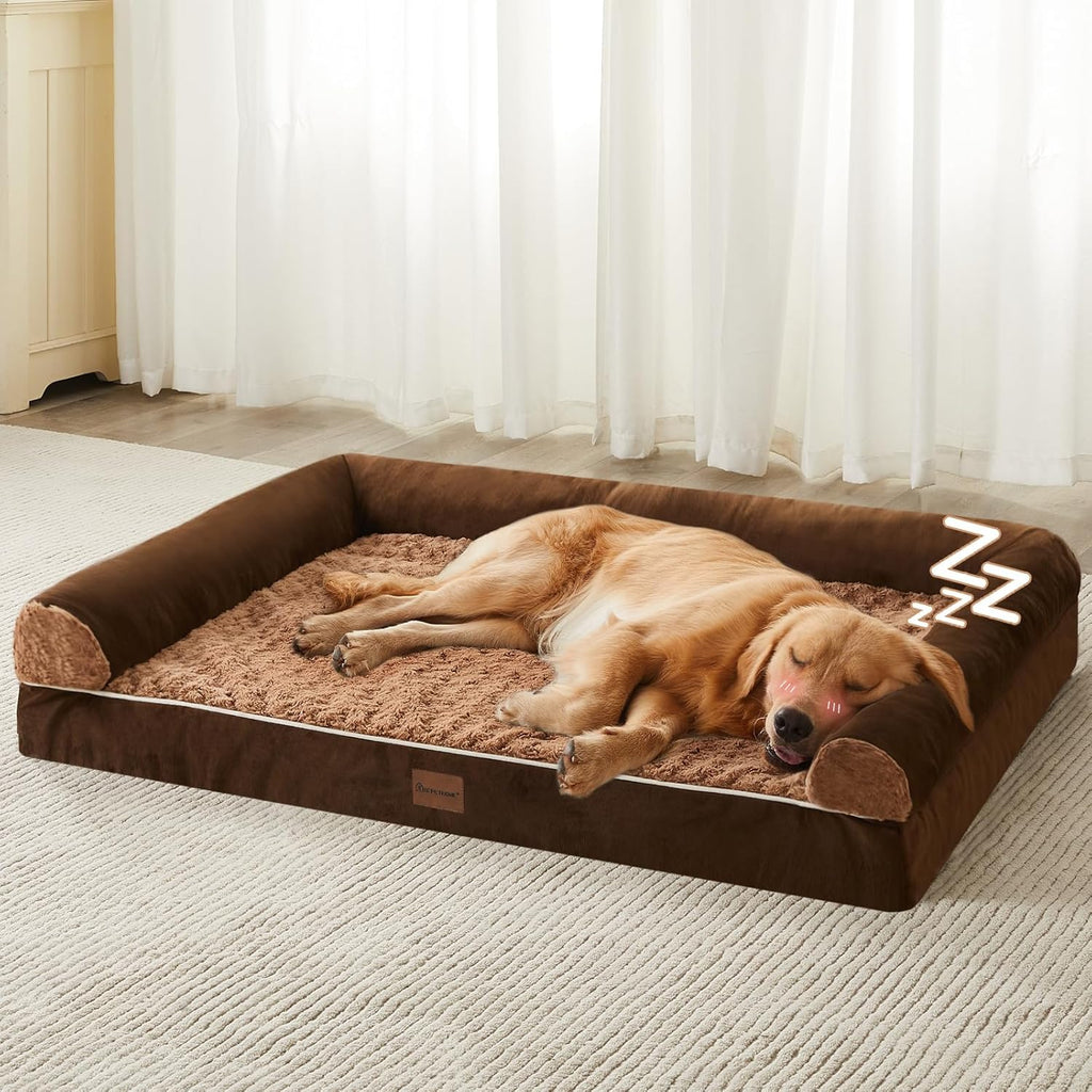 BFPETHOME Orthopedic Washable Dog Beds Large Sized Senior Dog for Comfy Sleeping with Removable Cover, Waterproof Big Soft Pet Couch Bed for Dogs Relax