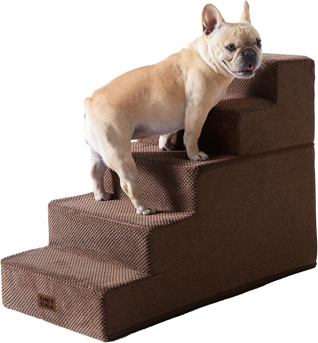 EHEYCIGA Dog Stairs for Bed 18" H, 4-Step Dog Steps for High Bed, Pet Steps for Small Dogs and Cats, Non-Slip Balanced Pet Ramp Indoor, Grey