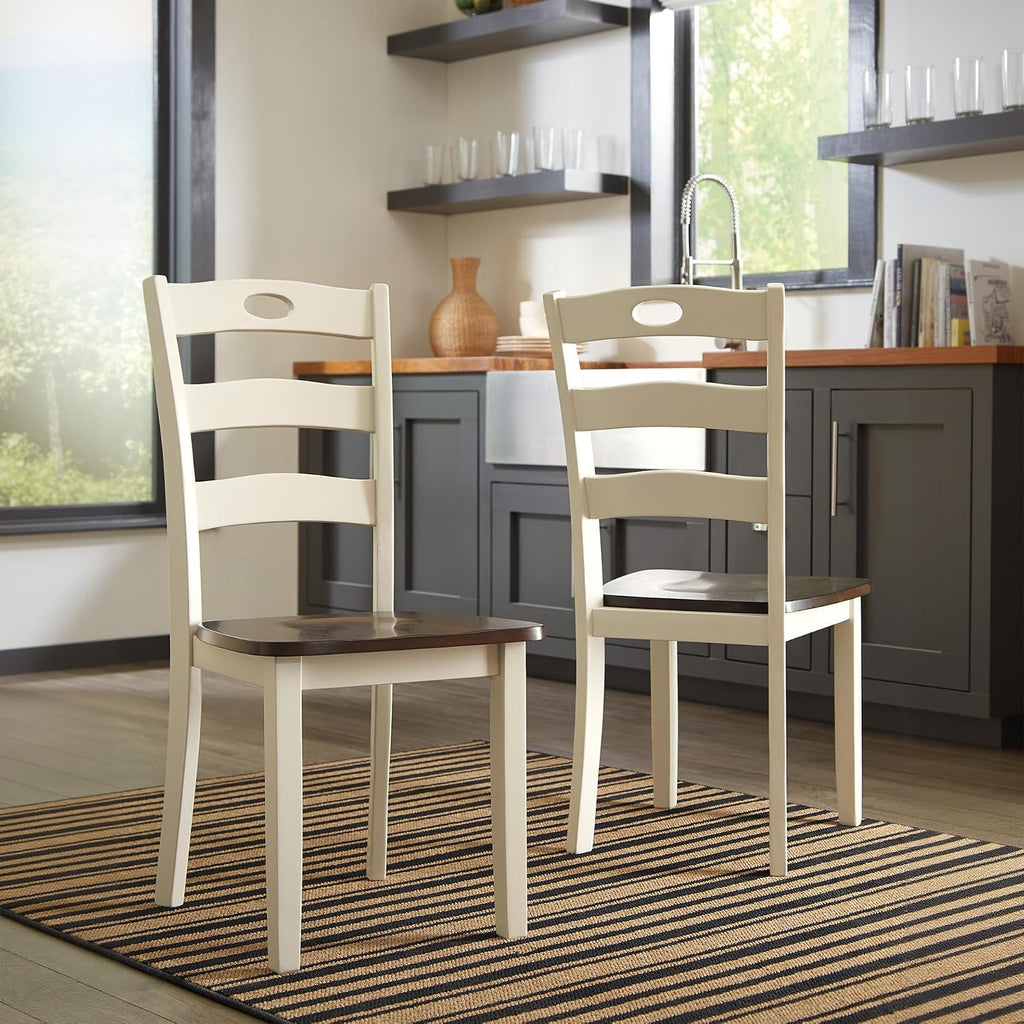 Signature Design by Ashley Woodanville 18" Cottage Ladderback Dining Chair, 2 Count, Cream & Brown