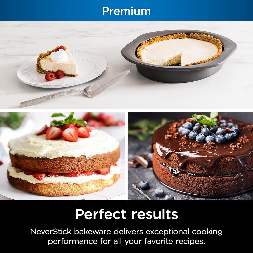 Ninja B30309 Foodi NeverStick Premium 9 inch Round Cake Pan, Nonstick, Oven Safe up to 500⁰F, Dishwasher Safe, Grey