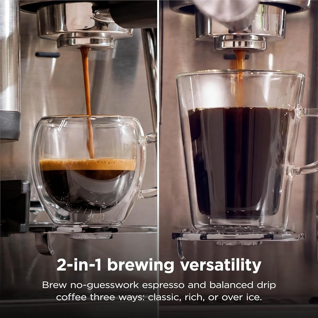 Ninja Luxe™ Café Mini | Espresso Machine & Drip Coffee | Built-in Burr Grinder, Precision Scale & Manual Steam Wand | Lattes, Cappuccinos & More | Stainless Steel | ES301