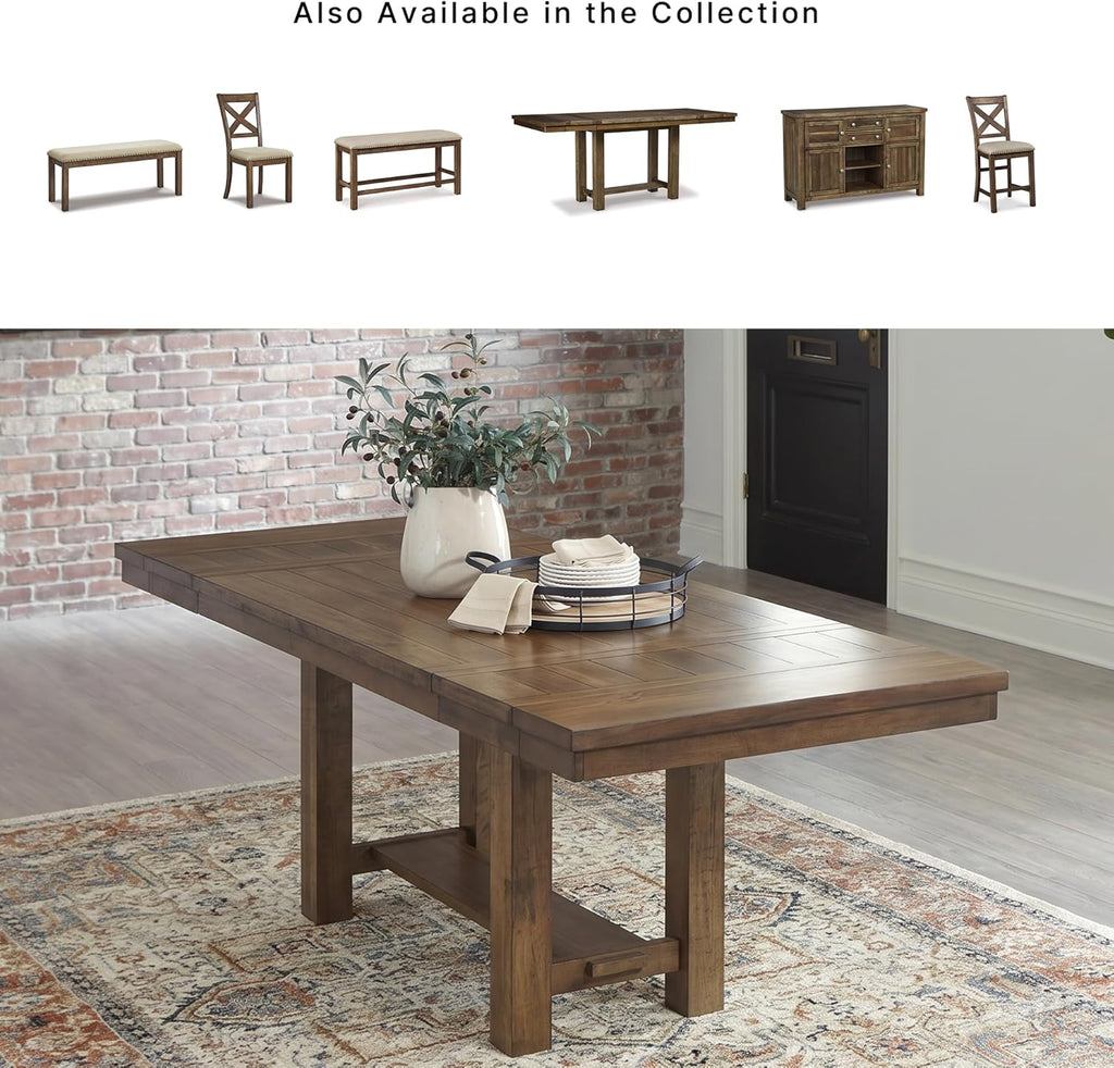 Signature Design by Ashley Moriville Rectangular Dining Extension Table, 2 Extension Leaves, Seats 8, 36" W x 86" D x 30.13" H, Wood & Acacia Veneer, Brown