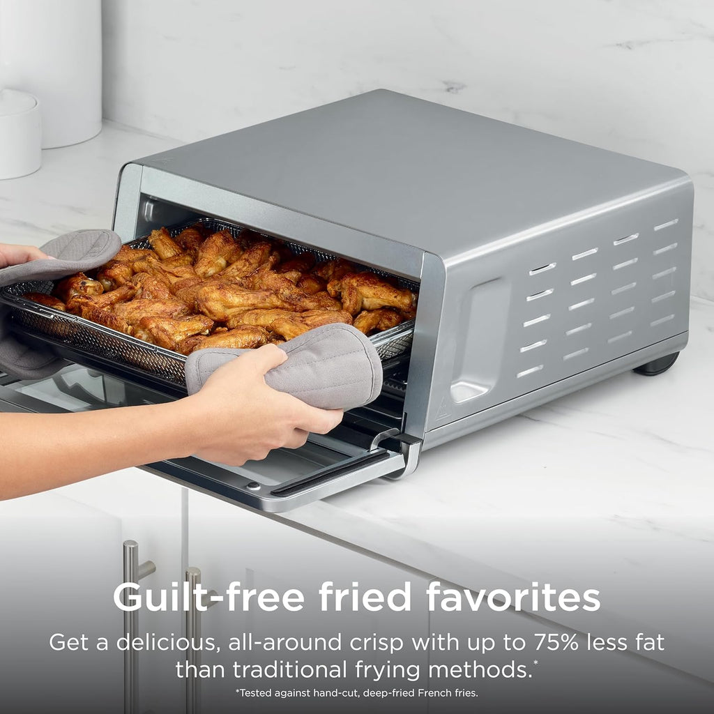 Ninja Air Fryer Toaster Oven Combo | 8-in-1 Functionality | Flip Up & Away for Storage Space | Air Fry Basket, Sheet Pan, Wire Rack & Removable Crumb Tray |1800 Watt | Stainless Steel | SP151
