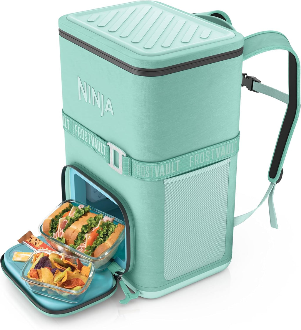 Ninja FrostVault Go Can Soft Cooler, 24, 36, Leak Proof, Built-in Cup Holder, 2 Ice Packs and Dry Storage Drawer, Polyester Insulation, Hiking, Camping, Picnic
