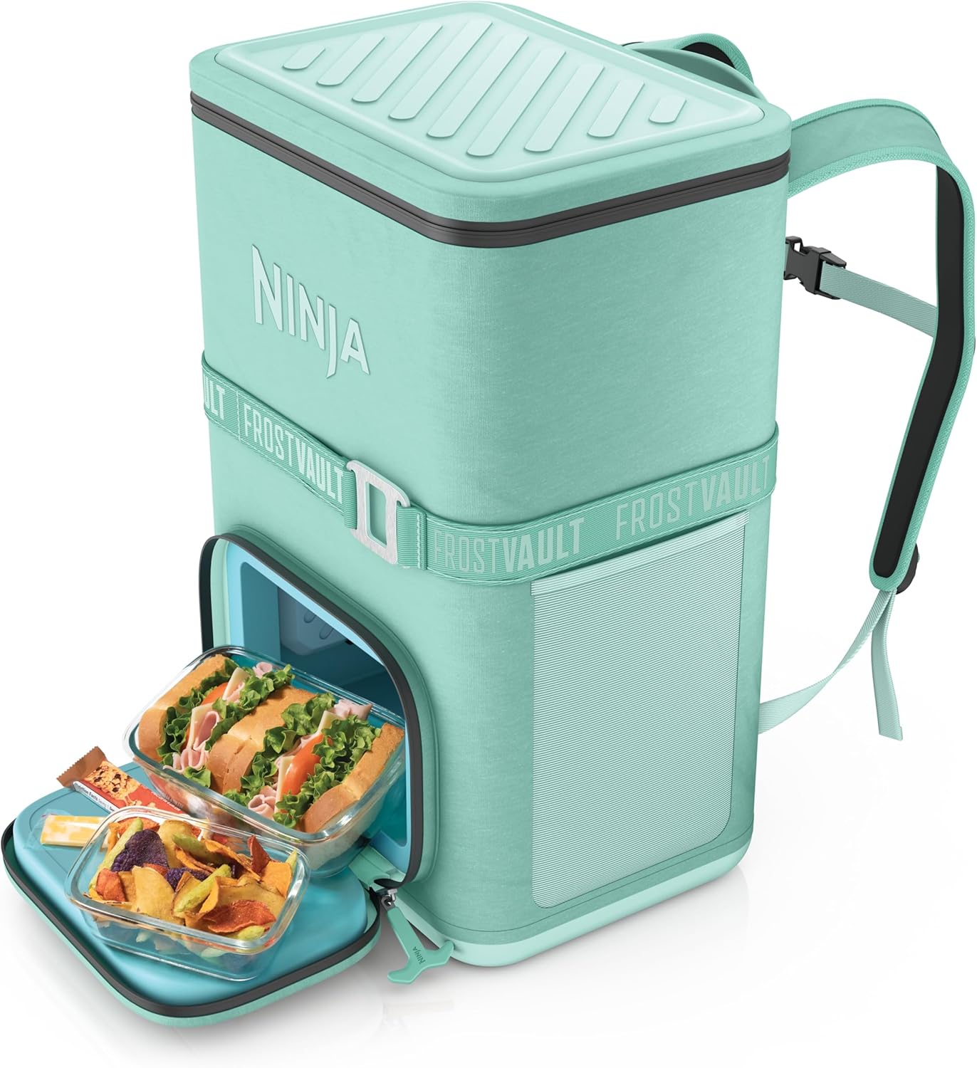 Ninja FrostVault Go Can Soft Cooler, 24, 36, Leak Proof, Built-in Cup Holder, 2 Ice Packs and Dry Storage Drawer, Polyester Insulation, Hiking, Camping, Picnic