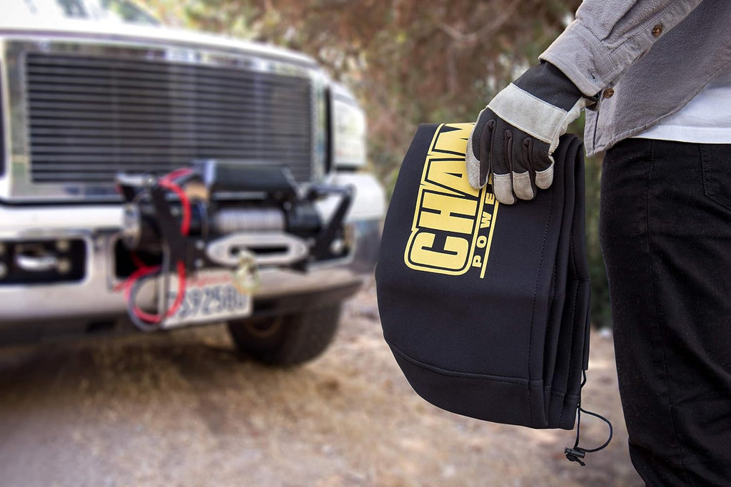 Champion Power Equipment 18034 Weather-Resistant Neoprene Storage Cover for Winches 8000-12,000 lb. with Speed Mount Hitch Adapter