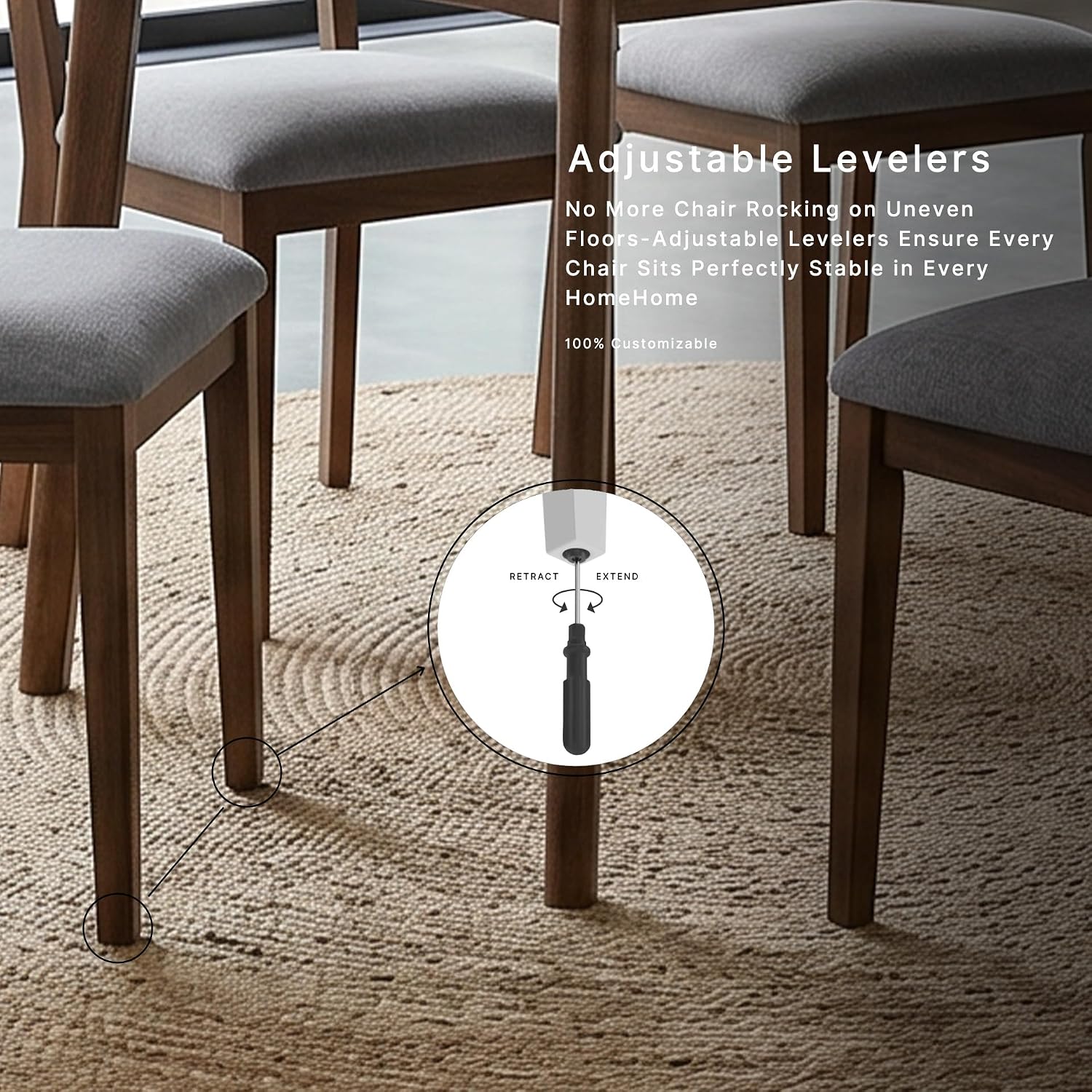 Signature Design by Ashley Allstream Mid-Century Modern Dining Table and Chairs Set with Cushioned Seat, Set of 5, Brown & Gray